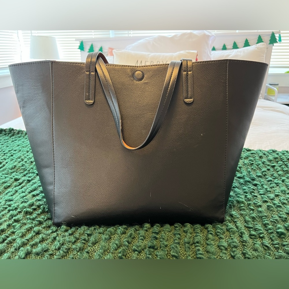 Black LARGE leather tote bag